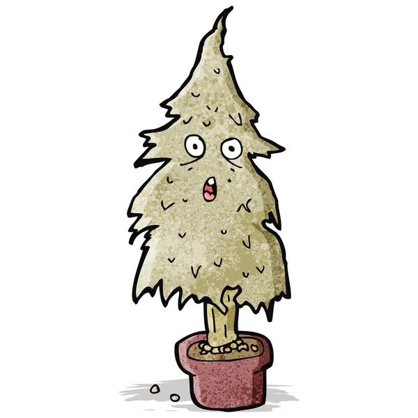 Cartone animato vecchio albero di Natale marcio — Vettoriale Stock
