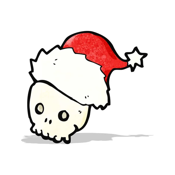 Kreslený lebka v klobouku vánoční — Stockový vektor