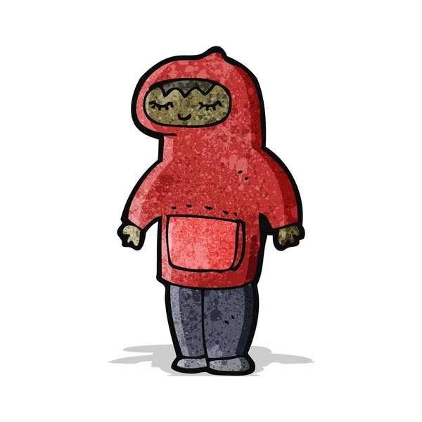 Cartoon man dragen hooded boven — Stockvector