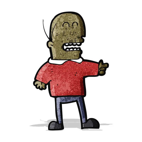 Desenho animado homem careca apontando e rindo , — Vetor de Stock