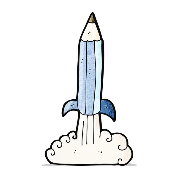 Potlood raket cartoon — Stockvector