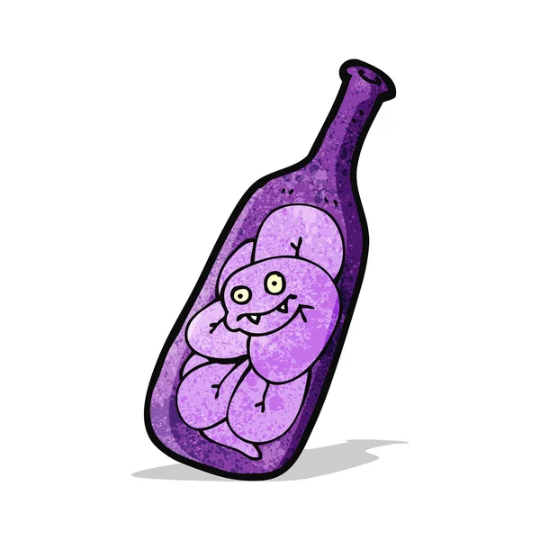 Schlange in der Flasche Karikatur — Stockvektor