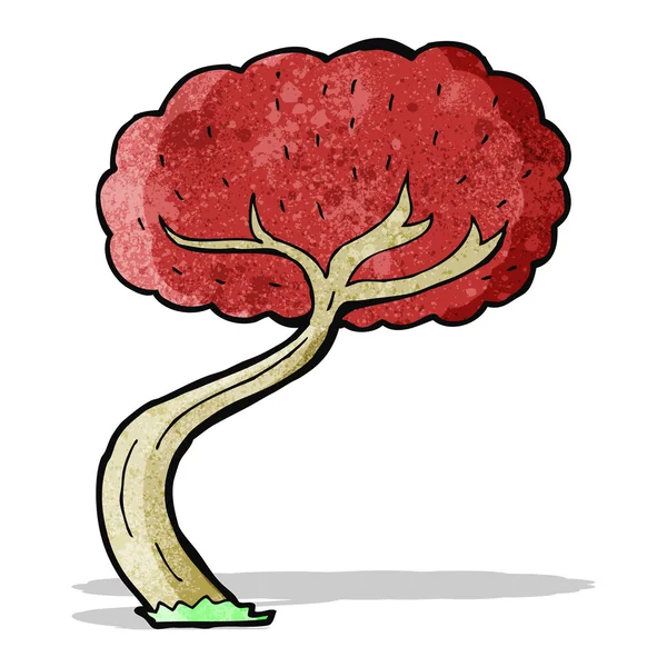 Árbol de dibujos animados con hojas rojas — Vector de stock