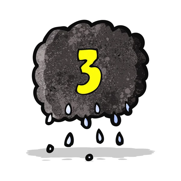 Raincloud κινουμένων σχεδίων με το νούμερο τρία — Διανυσματικό Αρχείο