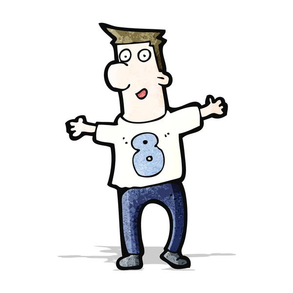 Hombre de dibujos animados en la camisa número ocho — Archivo Imágenes Vectoriales