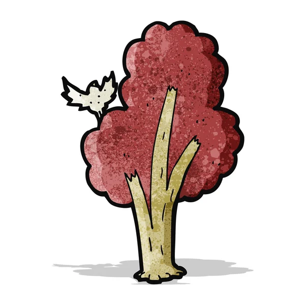 赤い葉の漫画の木 — ストックベクタ