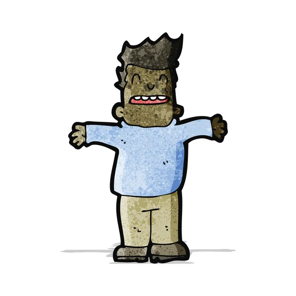 Hombre de dibujos animados con los brazos abiertos — Vector de stock