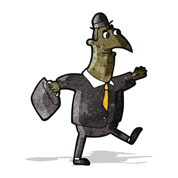 Cartoon zakenman lopen om te werken — Stockvector