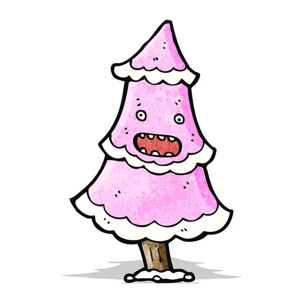 Cartoon roze kerstboom — Stockvector