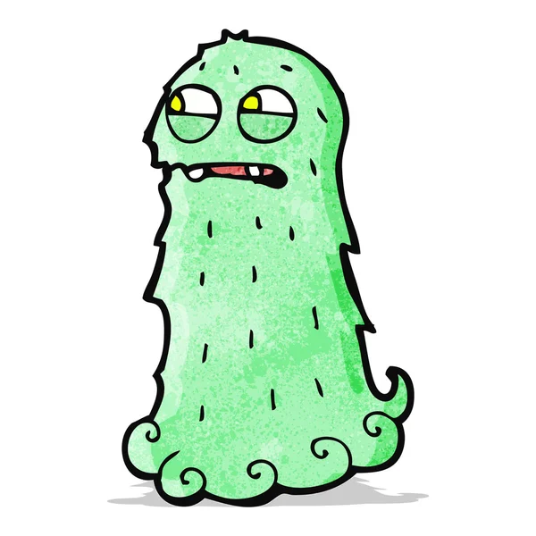 Drôle vert poilu monstre dessin animé — Image vectorielle