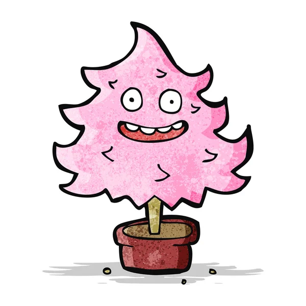 Cartone animato albero di Natale rosa — Vettoriale Stock