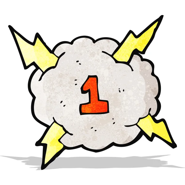 Cartoon thunder wolk met nummer 1 — Stockvector