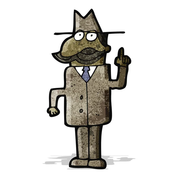 Cartoon detective oplossen, zaak, — Stockvector