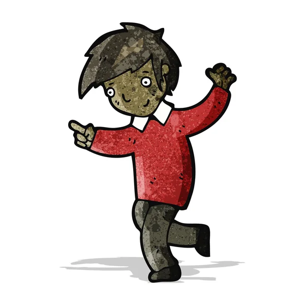 Happy dancing boy cartoon — Stock Vector