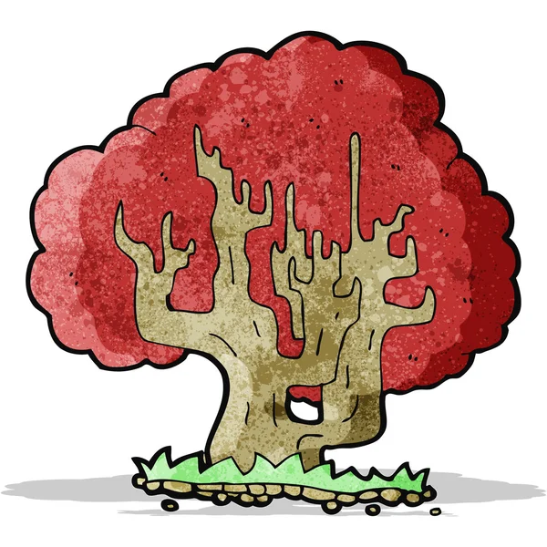 Árbol de dibujos animados con hojas rojas — Archivo Imágenes Vectoriales