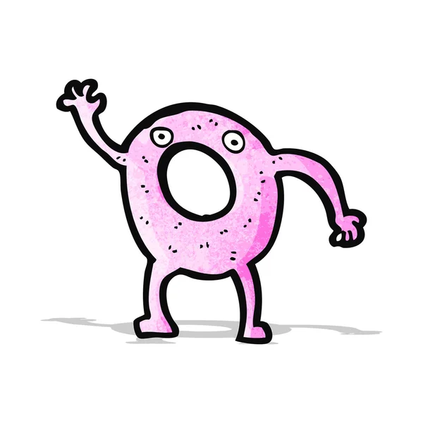 Cartoon pink doughnut waving — Stock Vector