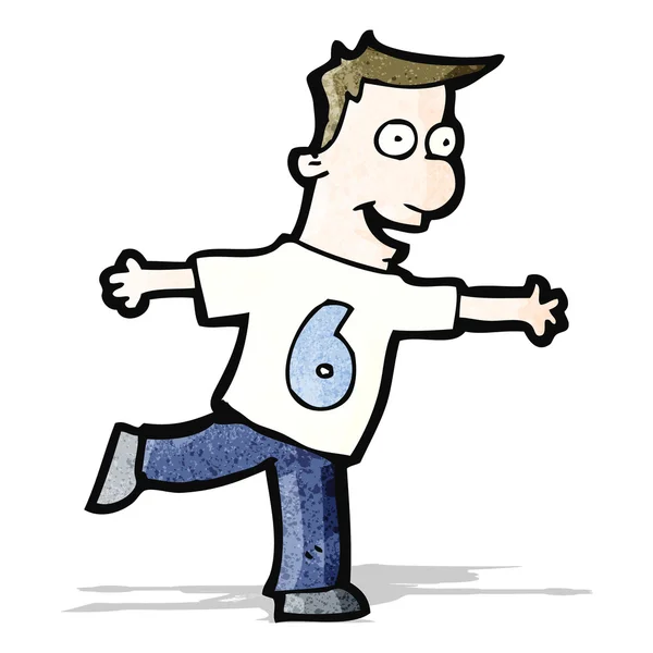 Cartoon man in shirt nummer zes — Stockvector