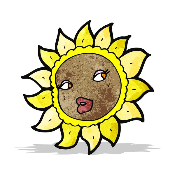 Cartoon pretty sunflower face — Stock Vector