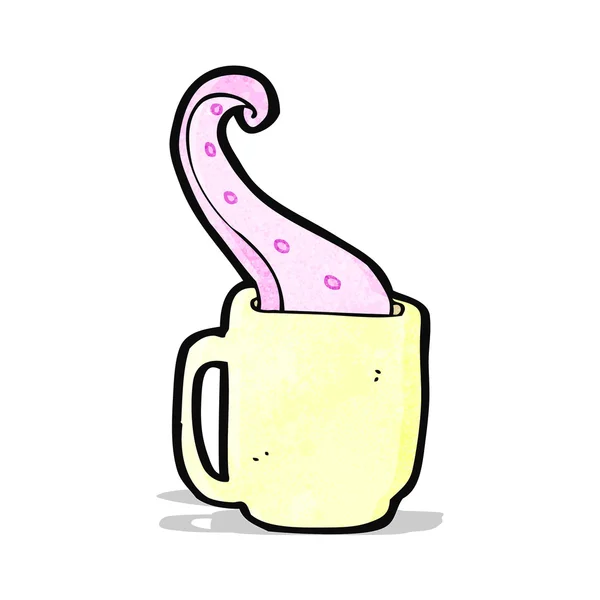 Tasse de thé tentacule dessin animé — Image vectorielle