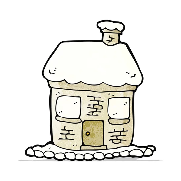 Verschneite Hütte Karikatur — Stockvektor