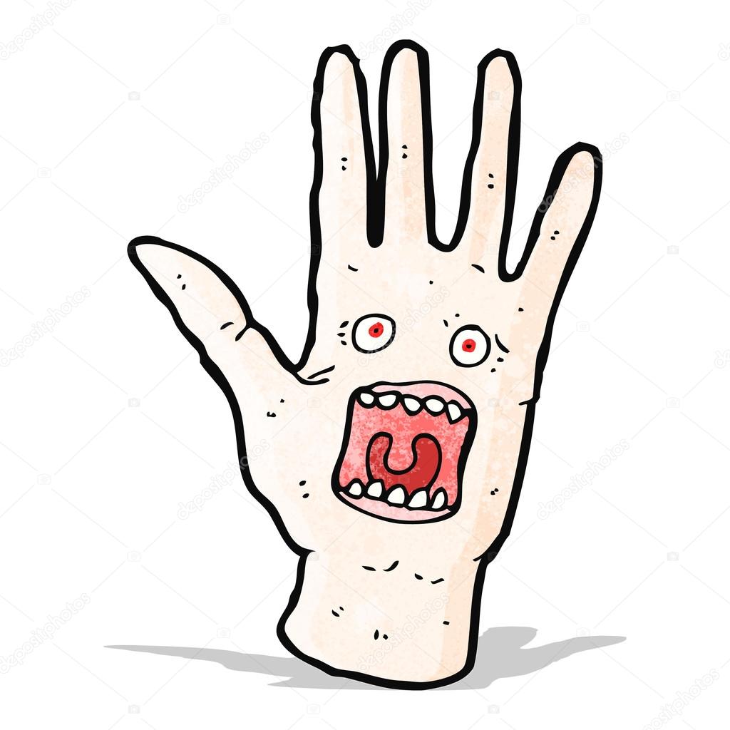 scary shrieking hand cartoon