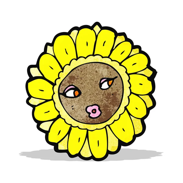 Cartoon pretty sunflower face — Stock Vector