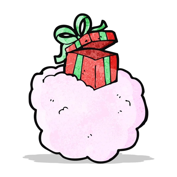 Cartoon gift on cloud — Stock Vector
