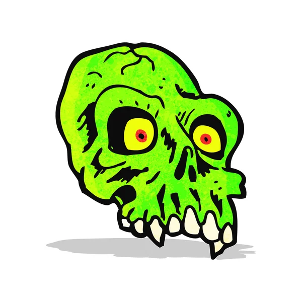 Dibujos animados brillante cráneo verde — Vector de stock