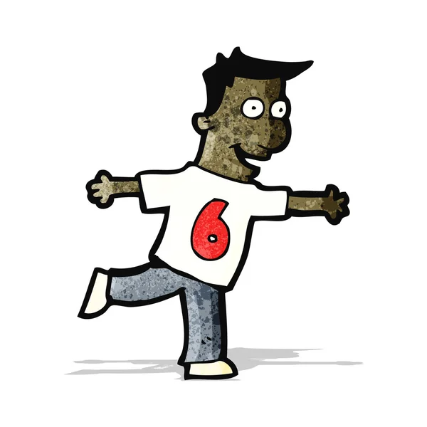 Cartoon man in het shirt met nummer zes — Stockvector