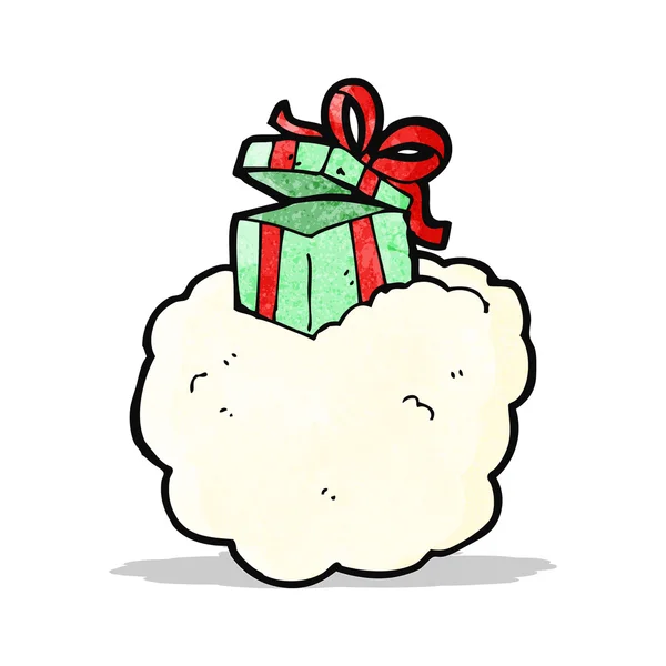 Kerstcadeau op wolk — Stockvector