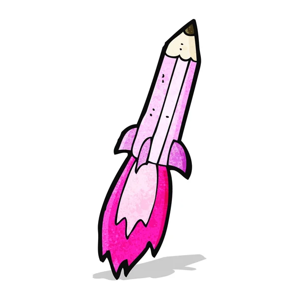 Potlood raket cartoon — Stockvector