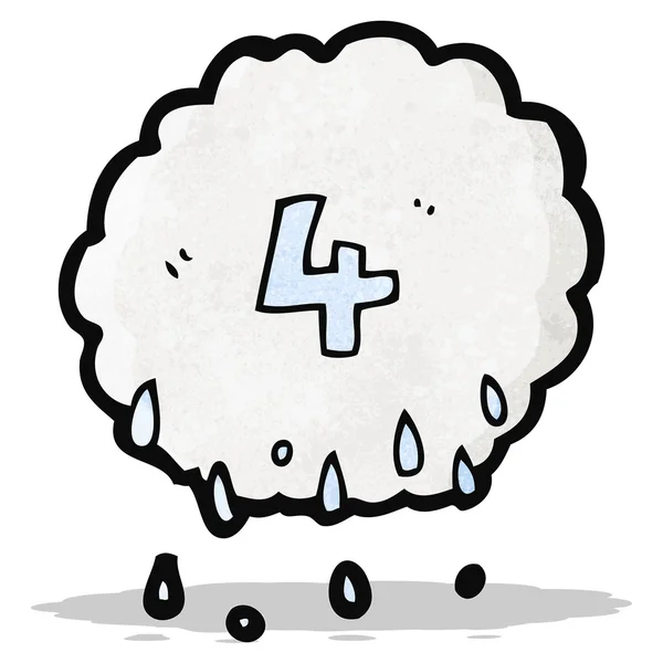 Cartoon-Regenwolke mit Nummer vier — Stockvektor