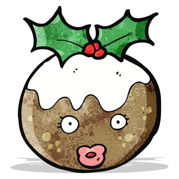 Cartoon christmas pudding — Stock Vector