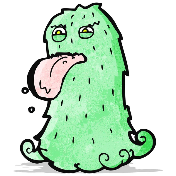 有趣的绿色多毛怪物卡通 — 图库矢量图片
