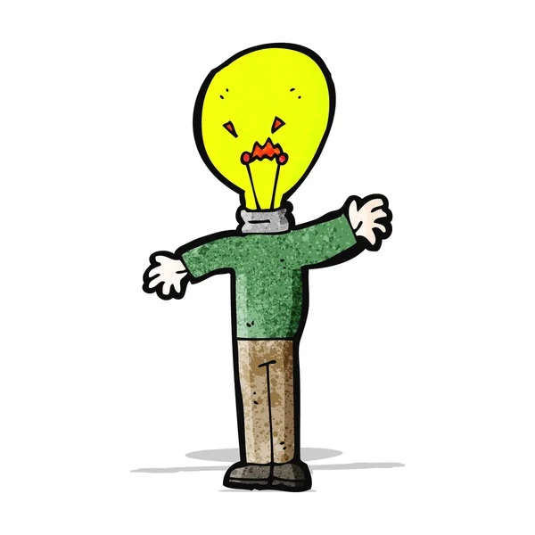 Cartoon man met idee licht hoofd — Stockvector