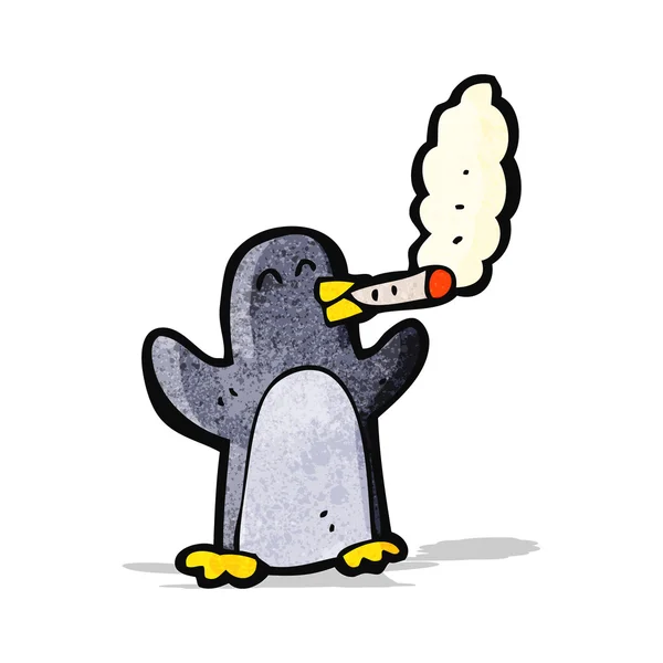 Мультяшное курение пингвина — стоковый вектор