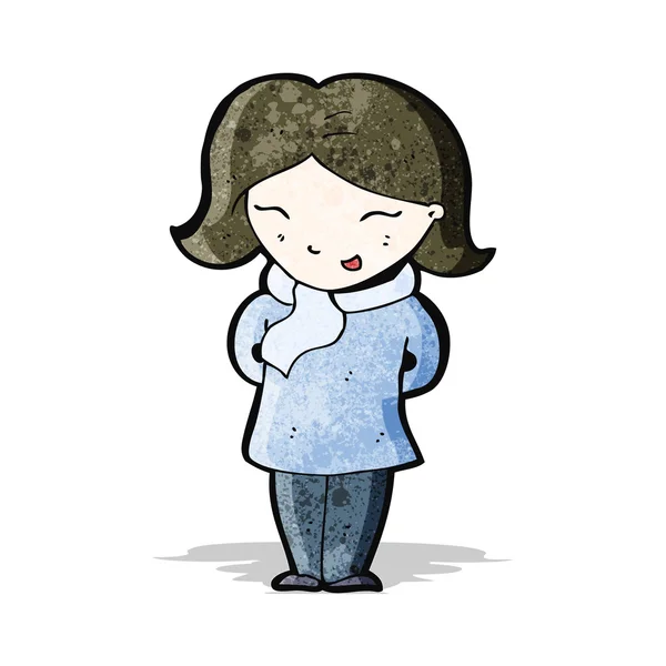 Karikatur glückliche Frau mit Schal — Stockvektor