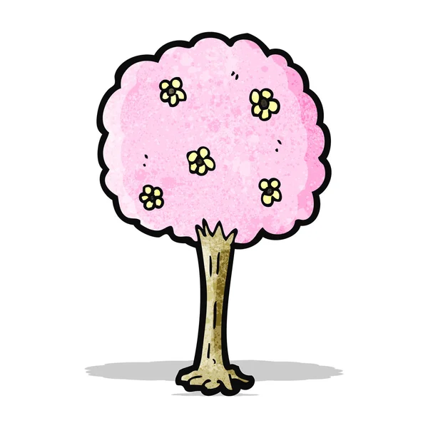 Desenhos animados decorativos em árvore rosa — Vetor de Stock
