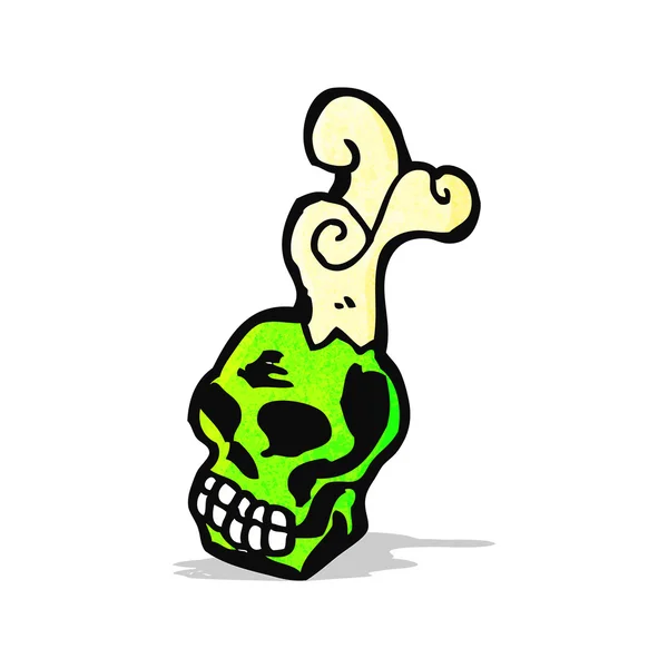 Cartoon spooky green skull — Stock Vector