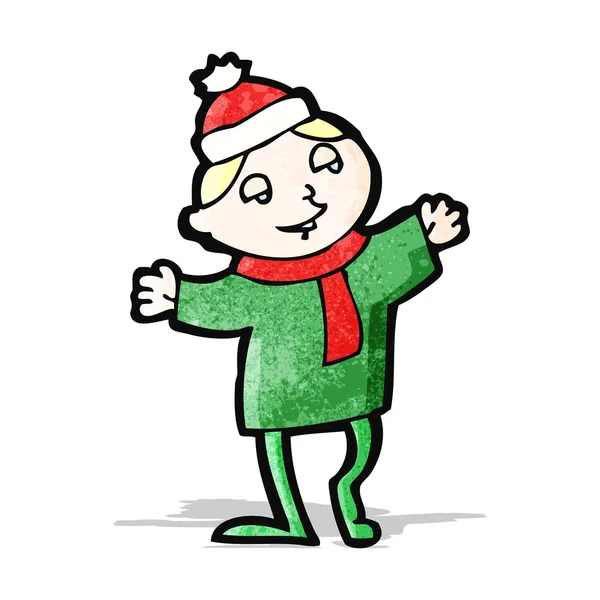 漫画のクリスマスのエルフ — ストックベクタ