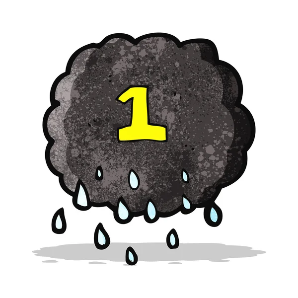 Raincloud z numerem jeden kreskówka — Wektor stockowy