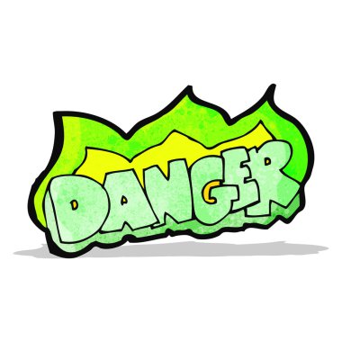 yanan yeşil tehlike işareti karikatür