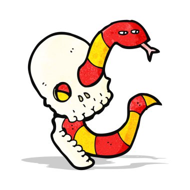 Çizgi Film ürkütücü kafatası ile yılan