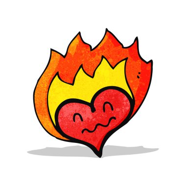 yanan kalp simgesi karikatür