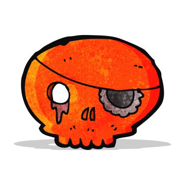 karikatür kafatası korsan göz bandı ile