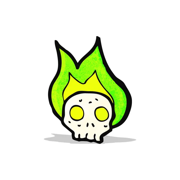 Flaming spooky schedel cartoon — Stockvector