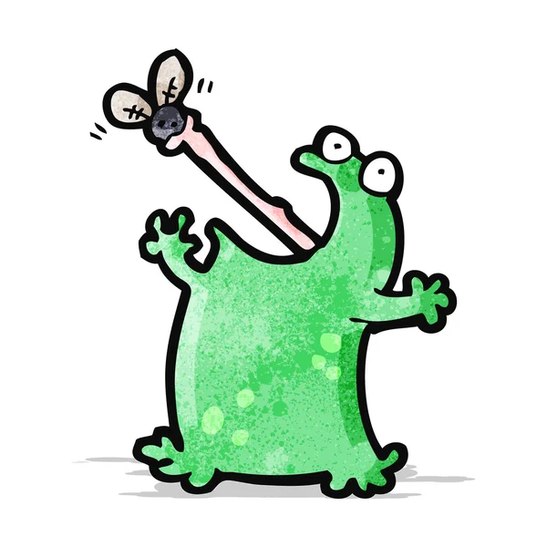 Grenouille dessin animé attraper mouche — Image vectorielle