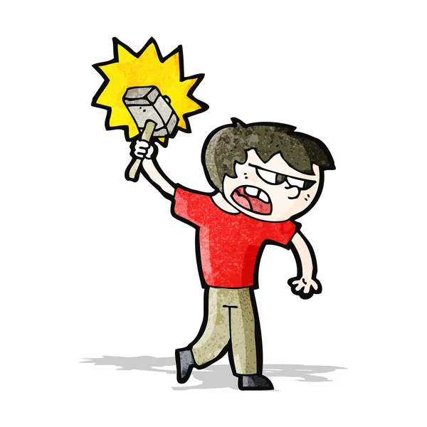 Cartoon Junge mit Hammer — Stockvektor