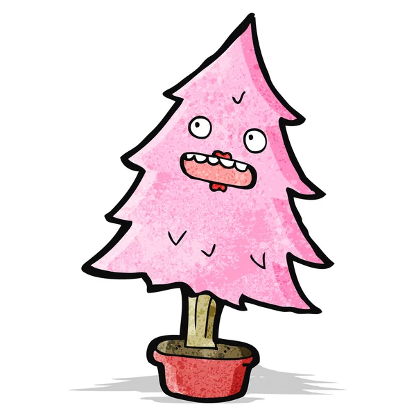 Dibujos animados rosa árbol — Vector de stock