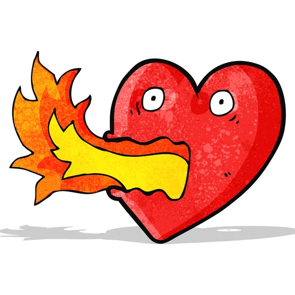Caricature feu respiration coeur — Image vectorielle